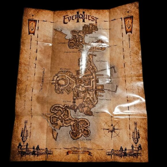 Everquest II Double-sided Map Qeynos Freeport Poster Wall Cartography Accent - Picture 1 of 11